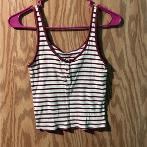 Red and white striped cropped tank top